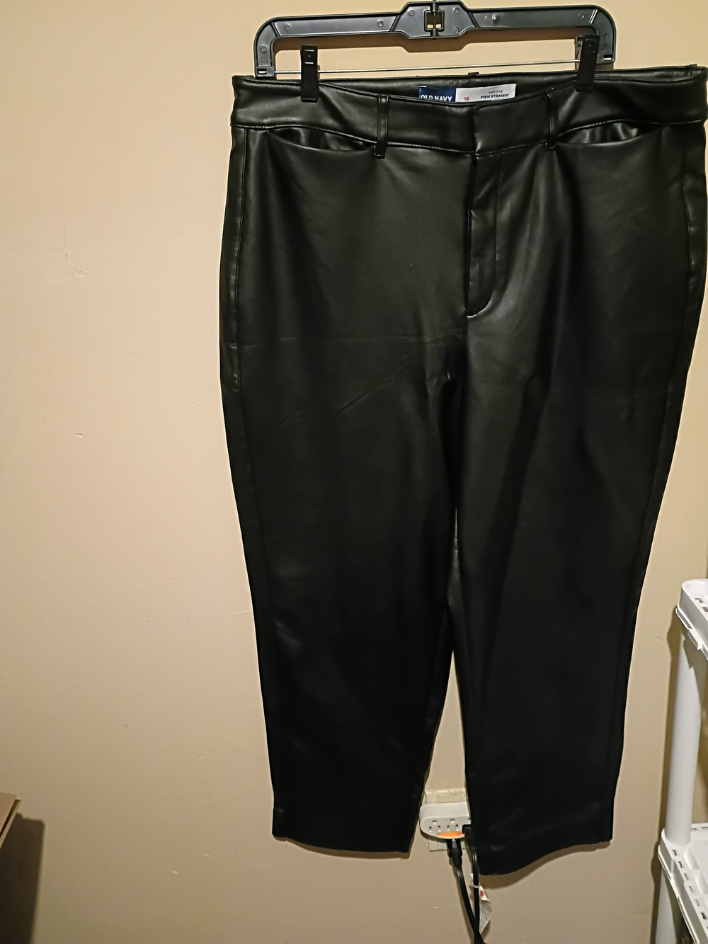 Old Navy Black Faux Leather Straight-Leg Women's Pants
